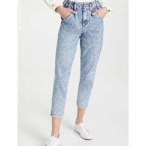 Lee "Lady Lee" tapered cropped paper bag jeans in indigo frost